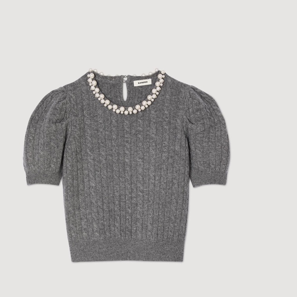 Sandro WOOL CABLE KNIT SWEATER